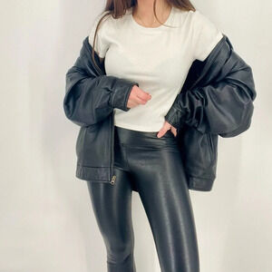 aritzia wilfred faux leather pants black size xs